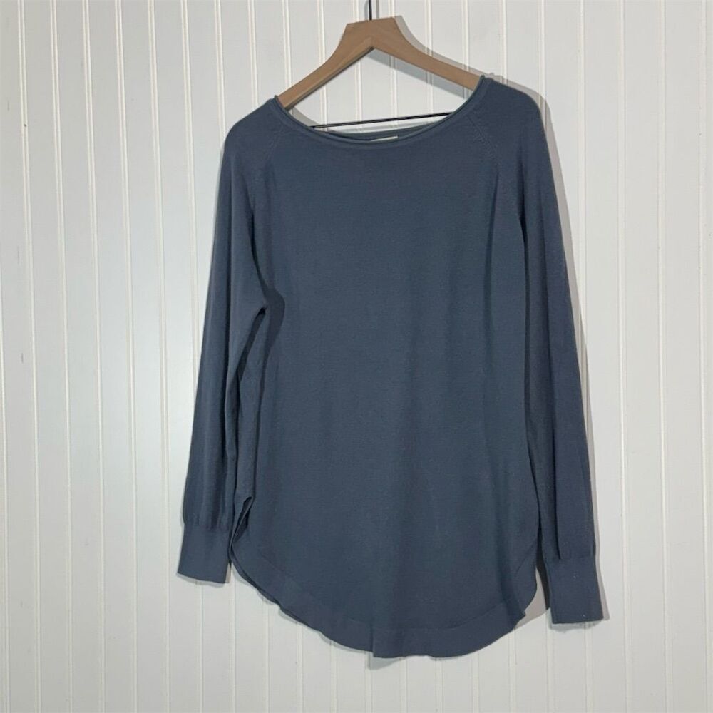 Dreamers by Debut Blue Long Sleeve Lightweight Knit Sweater S/M Minimalist Basic